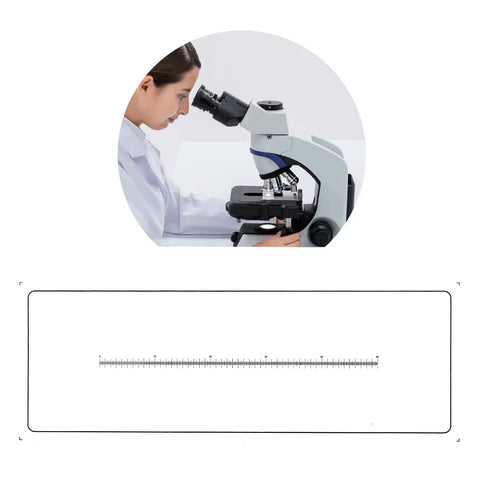 0.1mm Microscope Reticle Micrometer With Clear Measuring Ruler For No-Fuss Pro-Grade Calibration, 50mm Slide Ruler For Microscope Alignment And Precision Measuring Software, Perfect For Component Size And Position Checks. Silver 50mm glass slide ruler for microscope calibration