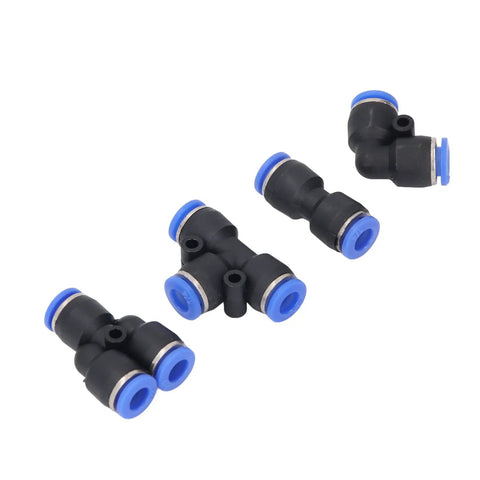 Grab These Awesome Push to Connect Air Fittings Kit To Boost Your Pneumatic System Efficiency And Durability With Easy Install Splitters And Elbows For 8mm Tubes That Rock. 8mm black plastic pneumatic tees and elbows