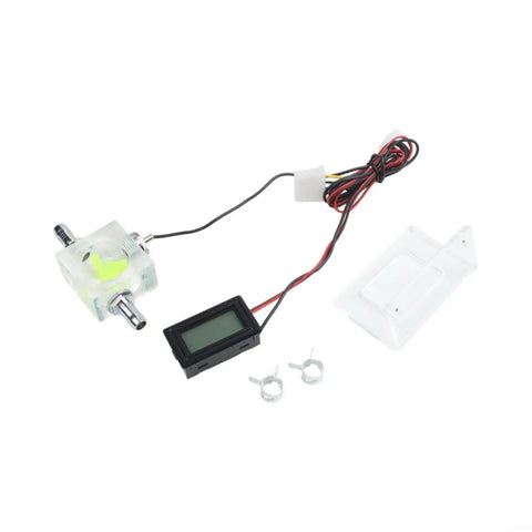 Three-Way Water Cooling Flow Meter With Blue LED Thermometer For Real-Time Liquid Cooling Systems, Ultra-Precise Flow Readout And Temperature Monitoring For PC Builds, DIY Water-Cooling Loops, And High-Performance Enthusiast Rigs, 10mm hose, clamps