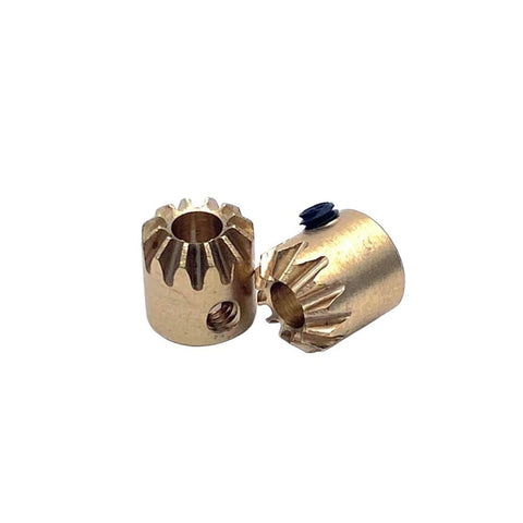 Two Pack Copper Bevel Gear Set 0.5M 12 Teeth Right Angle 1 To 1 Miter Pinion 2mm Bore Conical Bevel Gear For 90 Degree Transmission