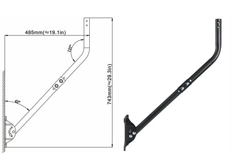 Adjustable Antenna Mounting Pole For Outdoor Wall Or Eave Installations With Heavy Duty Weatherproof Steel Bracket and 33-1/4 Inch Arm