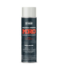 Rugged Industrial High Solid Enamel Spray Paint Flat White 16 Oz No Drip Formula shown in a can with product details visible.