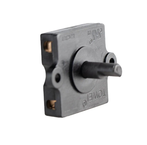 Durable Black Rotary Switch With Four Position And Three Speed Control For Heaters And Blower Fans, side view, industrial grade.