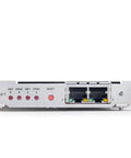 Front view of RedNet PCIeNX Low Latency Dante PCIe Interface with dual Ethernet RJ-45 ports for network connection