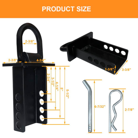 Beefy 4 Pack 16200 Lb Trailer Stake Pocket D Ring Tie Downs dimensions and parts, showing metal components and measurements.