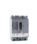 Solid Gear CVS100F 160F Three Pole Molded Case Circuit Breaker With Magnetic Trip, gray unit with control lever, for heavy duty industrial use.