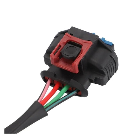 Heavy Duty Tesla Compatible Wiring Harness With Thick Insulation To Block Fraying And Shorts crafted with reinforced sleeve, view of connector.