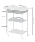 Built Tough 3 Tier Printer Stand With Fabric Drawer Rolling Storage Cart For Heat Press Scanner Fax Clean Mobile Desktop Organizer Office Setup White dimensions and features