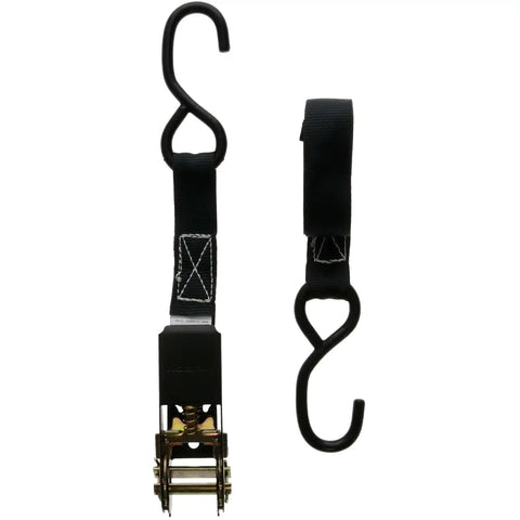 Heavy Duty Ratchet Straps 1 Inch By 10 Feet 4 Pack Cargo Tie Downs With Reinforced Polyester Webbing And Vinyl Coated Hooks close-up of strap and hook