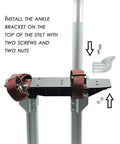 Adjustable Drywall Stilts 18 To 30 Inches showing ankle bracket installation with screws and nuts