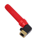 Heavy Duty 400-500A Welding Electrode Holder With Pure Copper Nozzle and Rock Solid Handle, red ergonomic grip, angled design.