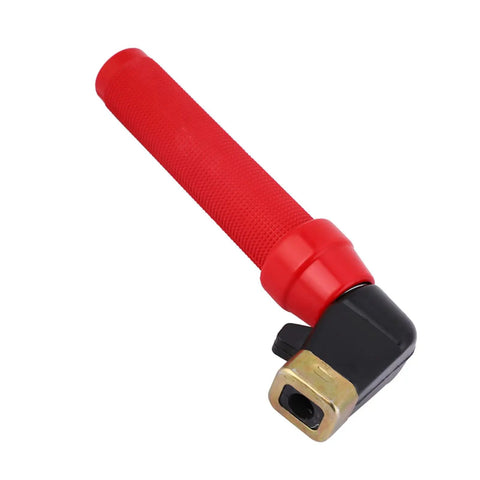 Heavy Duty 400-500A Welding Electrode Holder With Pure Copper Nozzle and Rock Solid Handle, red ergonomic grip, angled design.