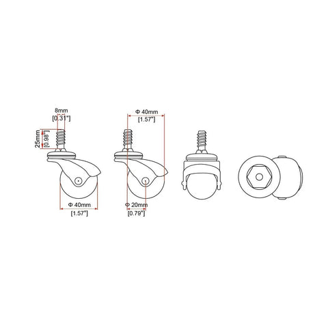 Upgrade Your Setup With These Badass Antique Brass PVC Ball Casters Featuring Swivel Hooded Design And Smooth Roll Action 5/16-18 X 1 Inch Thread Fits Furniture Gear 4 Pack dimensions and design details