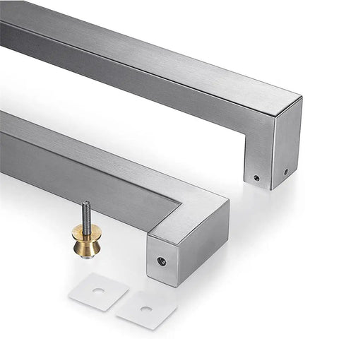 Built Tough 304 Stainless Steel Door Handle Set For Glass Barn Doors And Interior Doors Double Sided Push Pull Handle With Solid Standoffs