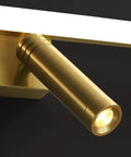 Close-up of Brass Vanity Light With Adjustable LED Spotlights For Makeup Mirror, spotlight detail, black background