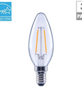 25 Watt Equivalent B11 E12 Base Dimmable Clear Filament Vintage Style LED Light Bulbs Soft White 2700K 3 Pack That Delivers Cozy Warm Glow And Energy Saving Omnidirectional Lighting shown in image