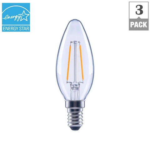25 Watt Equivalent B11 E12 Base Dimmable Clear Filament Vintage Style LED Light Bulbs Soft White 2700K 3 Pack That Delivers Cozy Warm Glow And Energy Saving Omnidirectional Lighting shown in image