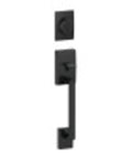 Century Exterior Half Handleset With Deadbolt, Matte Black Finish, Single Cylinder Entry Lock, Beefy 5 Pin C ANSI BHMA Grade 1