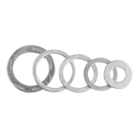 200 Piece Carbon Steel Flat Washers Set In M6 M8 M10 Sizes Nickel Plated Assortment Kit For Beefy, Heavy Duty Fastening, Even Load Distribution, And Sealing Gaskets To Protect Surfaces. Flat washers in mixed sizes