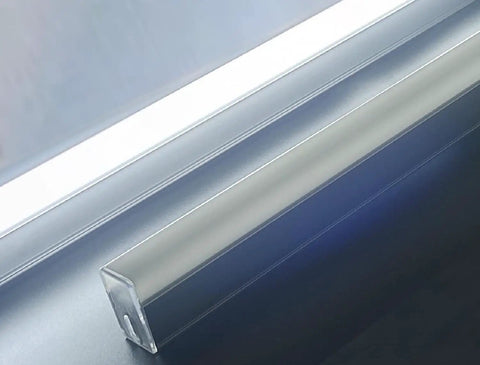 Close-up of LED tube and aluminum frame of Hexagon LED Garage Light Kit For Workshop And Gym With Customizable Hexagonal Honeycomb Grid System