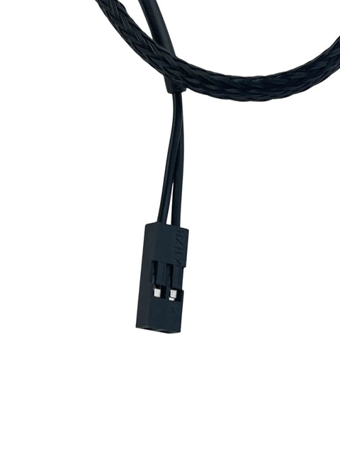 Precision 10K Ohm NTC Thermistor Temperature Wire Sensor For PC Water Cooling black dual pin connector close-up view.