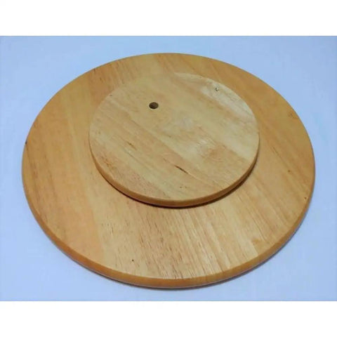 14 Inch Vintage Painted Floral Light Wood Lazy Susan Turntable Centerpiece For Kitchen And Dining Table, Easy 360 Degree Spin