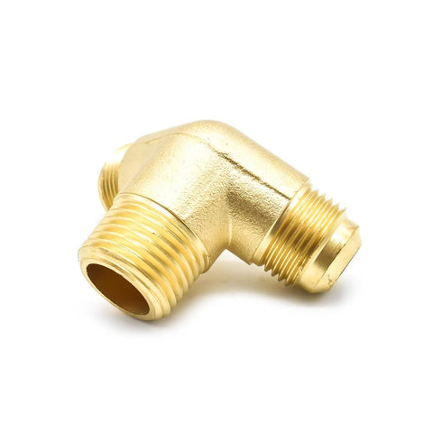Three-Way Brass Manifold Fitting For Compressor Lines 1/2 Inch MPT To 1/2 Inch Male Flare NPT Machined Brass Heavy-Duty Connector Up To 1000 PSI