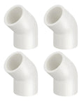 Half Inch 45 Degree PVC Elbow Fitting Four Pack SCH40 Socket To Socket Furniture Grade DIY Corner Connector for Frames