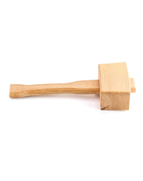Wooden Mallet 9.5 Inch Beech Hammer For Ice Crushing And Chisels Woodworking Hand Tool with smooth grip handle.