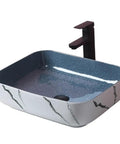 USZWBY Modern Nordic Art Above Counter Ceramic Rectangular Vessel Sink Thickened Basin for Bathroom Countertop Vanity with sleek design.