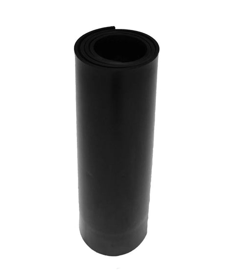 Rolled black Viton FKM rubber sheet, 1/4 in thick, 12 x 12 in