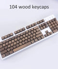 GH60 Full Set Solid Wood Keycaps For Cherry Mx Switch Mechanical Gaming Keyboards 104 Keys on a white keyboard layout.