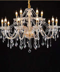 Elegant chandelier with crystals and 12 lights, perfect for modern dining rooms or luxurious living spaces.