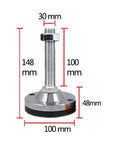 Heavy Duty Adjustable Leveler Feet Four Pack With Thick Non Slip Pvc Bottom Hella Sturdy For Kitchen Cabinets Workbenches And Tables, side view showing dimensions.