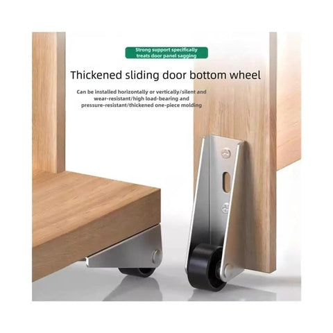 Thickened sliding door bottom wheel with metal bracket, designed for stability and silent operation, used for treating door sagging.