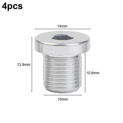 Four Pack M10xP0 Aluminum Rear Derailleur Hanger Bolts For Road Bikes Easy Install Silver Finish 8mm Long 5mm Hex Heads