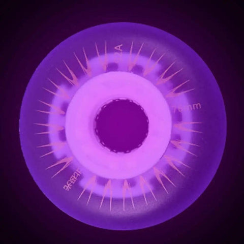 Glowrider 92A Inline Skate Wheels With Built In Magnetic LED Lights 80mm 2 Pack Includes Bearings UV Purple Glow