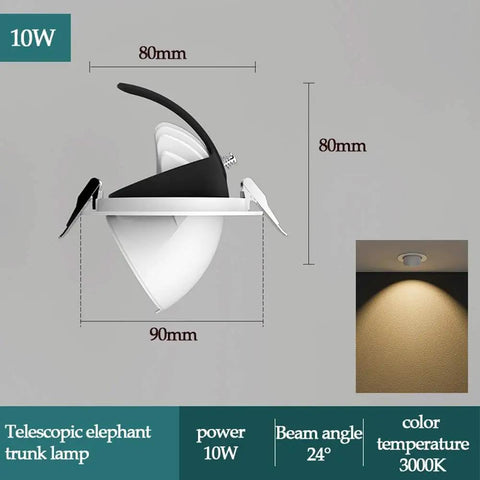 saditesdk 10W20W Gimbal Recessed Lighting Ceiling Downlight Kit White Aluminum Trunk Directional Eyeball Can Light Adjustable Downlight 5 Pack Modern Adjustable Directional Eyeball Can,10w 6000K in dimensions with 3000K light.
