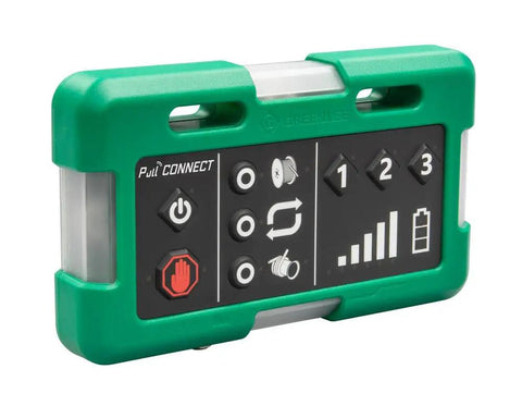 Three Piece Wireless Cable Pulling Signal System With Magnets And Bright LED Visuals For Noise Free Jobsite Comms, remote control with buttons.