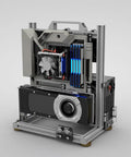 Open Frame Test Bench PC Case with Aluminum Frame Chassis for MicroATX ITX Motherboards, open view with components installed.