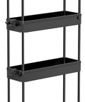 Slim Rolling Storage Cart Four Tier Organizer For Kitchen And Bathroom, Space Saving Mobile Shelving Unit with wheels, black