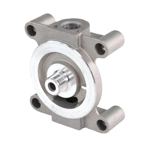 Genuine Remote Mount Coolant Filter Head Replacement Part 204163 for KTA19 KTA38 KTA50 diesel engine systems in silver metal.