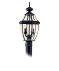 Lancaster Traditional Two Light Outdoor Post Fixture In Antique Brushed Nickel Finish with clear beveled glass shade