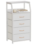 Tall 4 Drawer Dresser With Wood Top And Sturdy Steel Frame For Bedroom Or Hallway Storage Vertical Storage Nightstand Organizer In White
