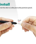 Hands installing the nibs into the Kindle Scribe pen from the Top Shelf Replacement Tips For Kindle Scribe Pen Plus Premium Pencil 10 Pack.