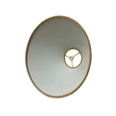 Bottom view of Hardback Lamp Shade Burlap Exterior With Off White Lining 5 x 14 x 9.5 inches, V Notch Fitter visible, metal frame.