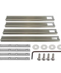 Pro Grade Woodworking Rail System Kit With Aluminum Guide Rail Track 500mm For Smooth Movement In Engraving Trimming And Milling Tasks Includes Slides Screws And Adjustable Guide For Precise Easy Tool Navigation. 500mm aluminum rail kit with slides, screws, wrench and washers