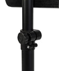 Close-up of height adjustment mechanism on Slick Adjustable Height Computer Desk With Smooth Rolling Casters For No Sweat Home Office Setup Ergonomic Lift Standing Workstation Mobile Laptop Cart Black Finish.