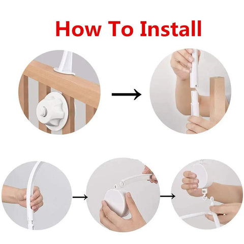 How to install Top Notch 34 Inch Baby Crib Mobile Bed Bell Stand with manual wind up music box on crib.