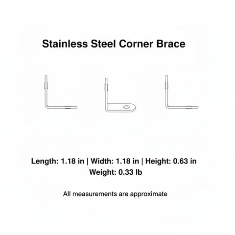 Dimensions and outline of Beefy Heavy Duty 90 Degree L Bracket Stainless Steel Corner Brace For Furniture Reinforcement